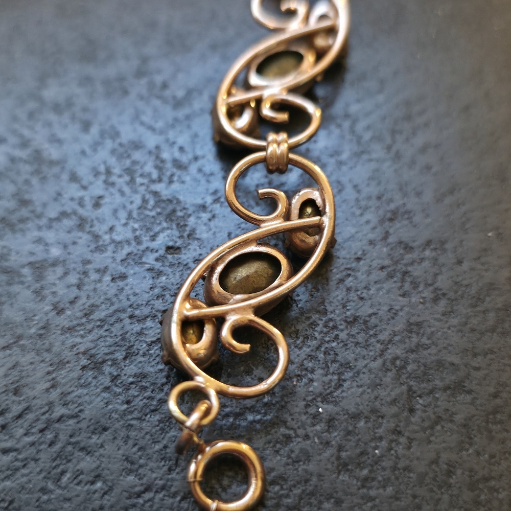 Antique Edwardian Gold Filled Paste Bracelet (c. 1890–1915) STAMP FADED - Picture 7 of 9